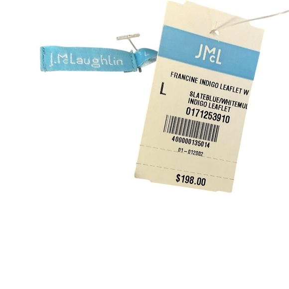 J.McLaughlin Francine Indigo Leaflet Jacquard Shift Dress L NWT - Picture 6 of 9